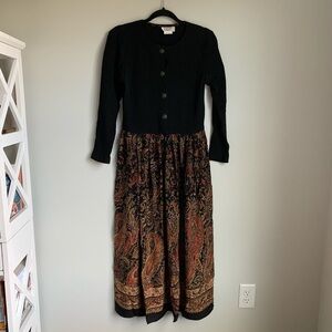 Samatha Edwards Vintage Abstract Maxi Long Sleeve Dress